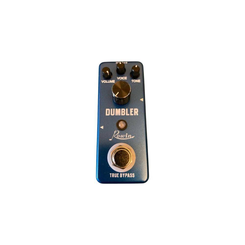 Pedale overdrive Rowin Dumbler con tre manopole superiori e interruttore True Bypass.