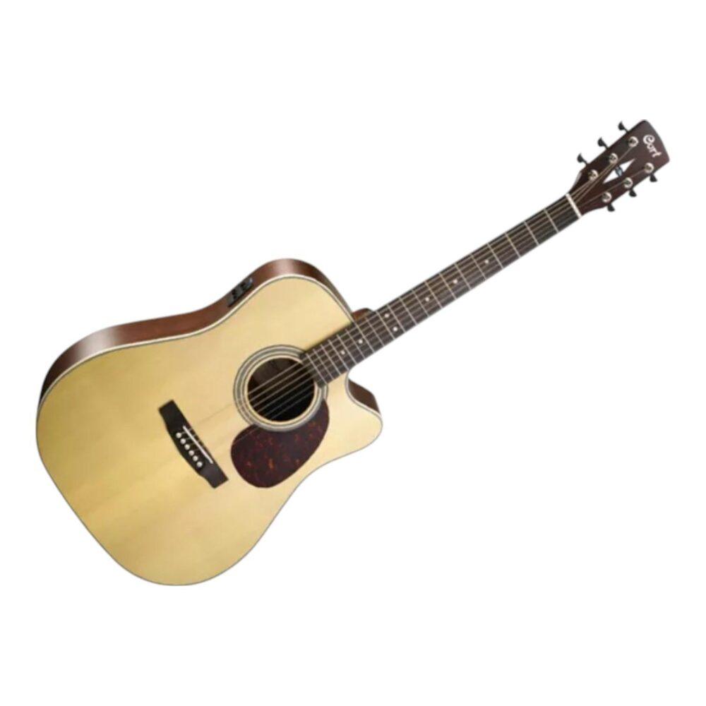 Chitarra acustica elettrificata Cort MR600F Natural Satin con spalla mancante, top in abete e finitura satinata naturale