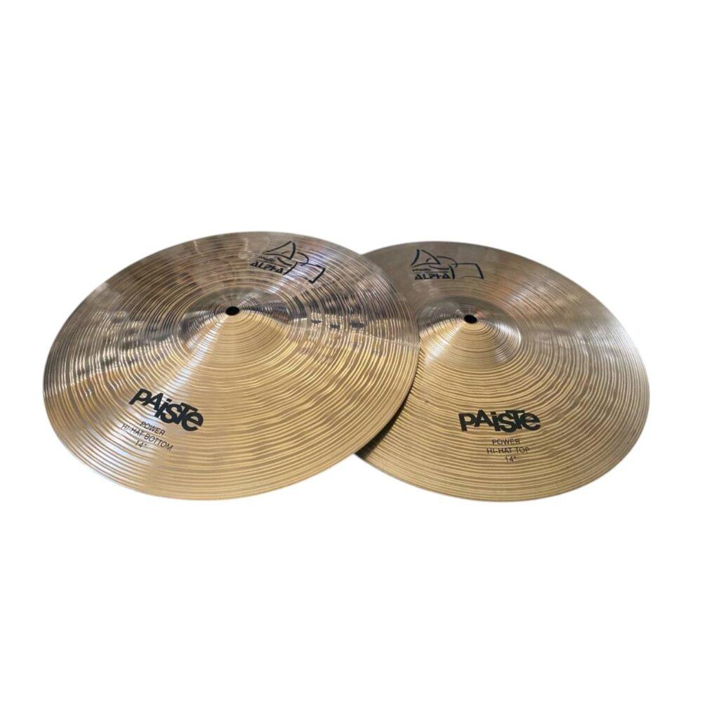 Coppia di piatti hi-hat Paiste Alpha Power 14", finitura lucida scanalata, modelli top e bottom