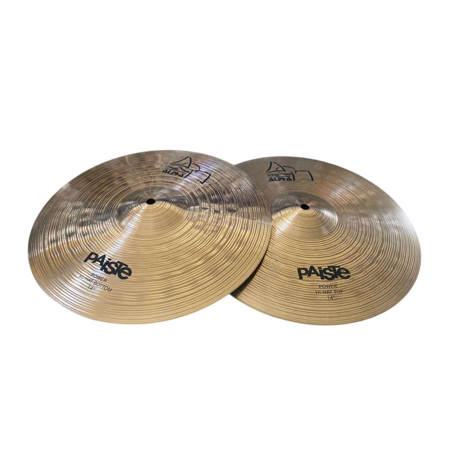 Coppia di piatti hi-hat Paiste Alpha Power 14", finitura lucida scanalata, modelli top e bottom