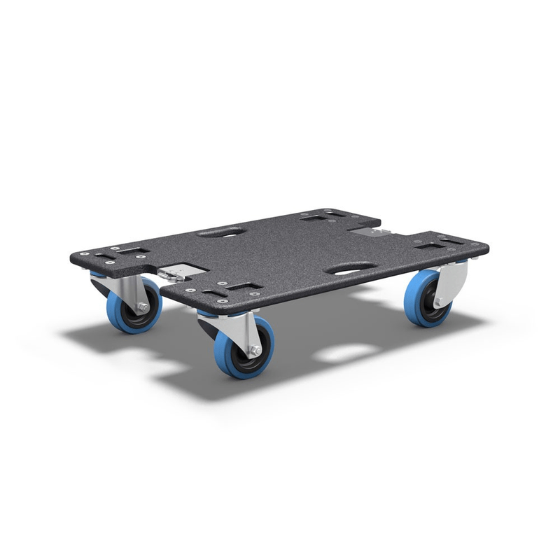 Carrello dolly con ruote blu per il trasporto di subwoofer LD Systems CURV 500 TS, vista frontale