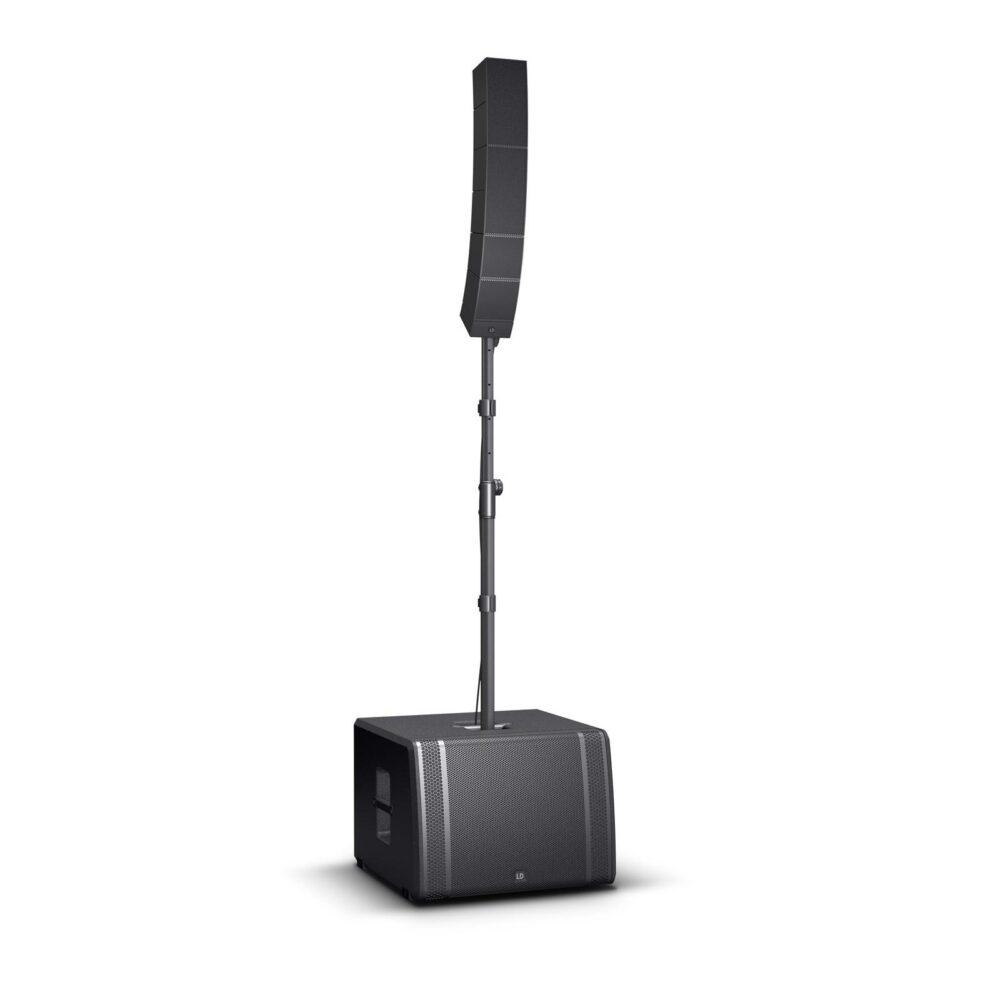 Sistema PA portatile LD Systems CURV 500 TS con subwoofer e satelliti montati