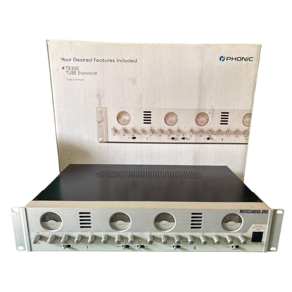 Phonic T8300 Stereo Tube Enhancer con imballo originale visibile sullo sfondo