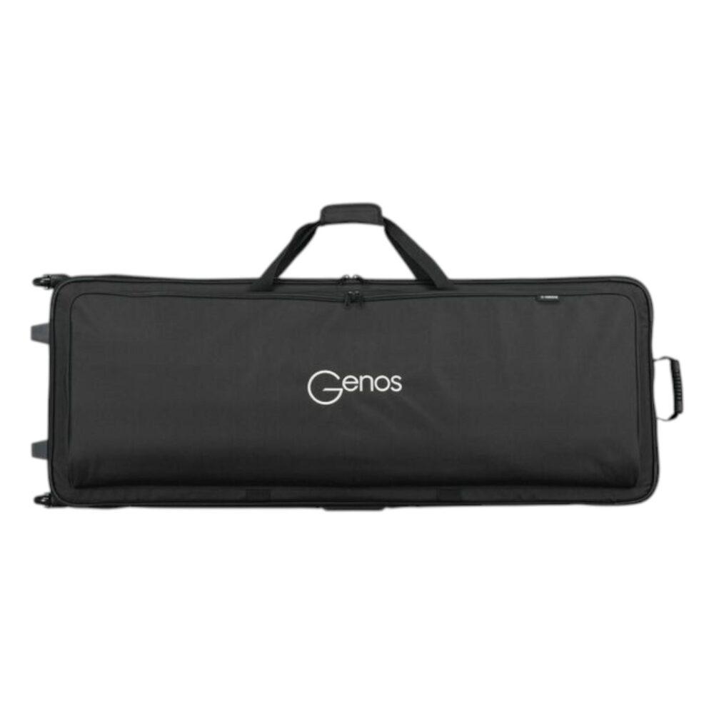 borsa imbottita Yamaha SC-Genos nera per tastiera Genos, con logo bianco centrale e maniglia superiore.