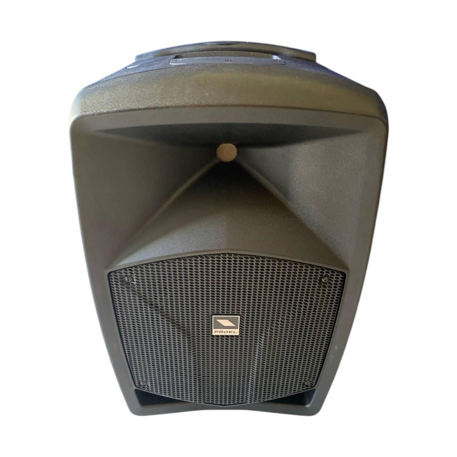 Cassa amplificata portatile Proel con griglia frontale e logo centrale