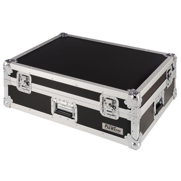 Flight case professionale rigida con profili in alluminio, chiusure a farfalla e maniglie incassate