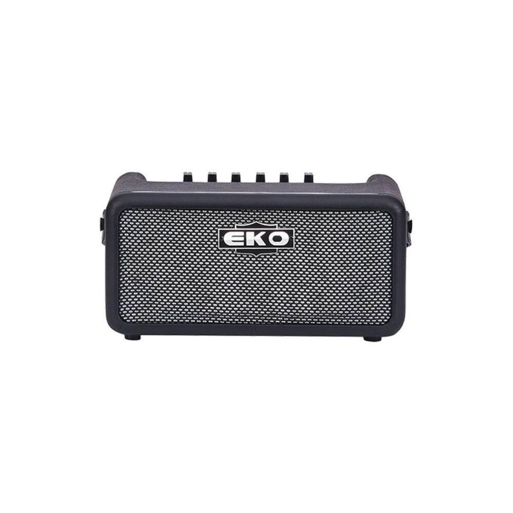 Amplificatore combo portatile EKO Baio Amp 15 con griglia frontale e logo EKO, vista frontale